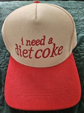 'I Need a Diet Coke' Beige and Red Trucker Cap